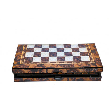 Dal Rossi Mosaic Finish Folding Chess Set, 16"