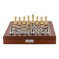 Dal Rossi Italy Gold & Titanium Chess Pieces on Walnut Finish Chess Box 20” with compartments