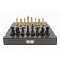 Dal Rossi Italy Black Ebony and Box wood Finish Chess Set on Carbon Fibre Shiny Finish Chess Box 20” with compartments