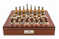 Dal Rossi Staunton Metal Wood Chess set Walnut Finish Chess Box 16” with compartments