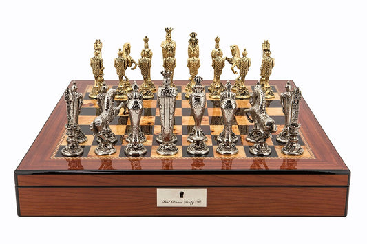 Dal Rossi Italy Renaissance Chess Set on Walnut Finish Chess Box 20” with compartments