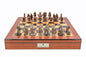 Dal Rossi Italy Evil Ring Metal Chess Set on Walnut Shiny Finish Chess Box 20" with compartments