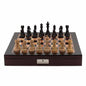 Dal Rossi Italy Chess Box Mahogany Finish 20" with compartments with Black Ebony and Box Wood Finish 101mm Chess pieces