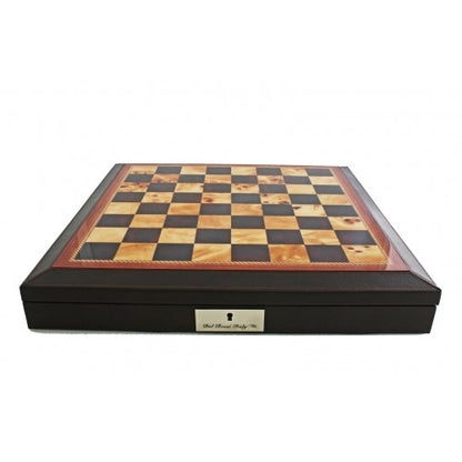 Dal Rossi Brown PU Leather Bevelled Edge 16" with Antique Green and Copper Finish Chessmen