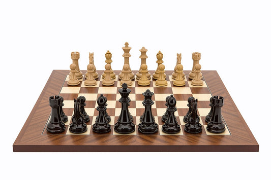 Dal Rossi Italy Chess Set, 50cm Board With Dark Red and Black Ebony Finish Weighted Chess Pieces (101mm)