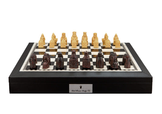Dal Rossi Italy Isle of Lewis Chess Set with Black Bevelled Edge  18"