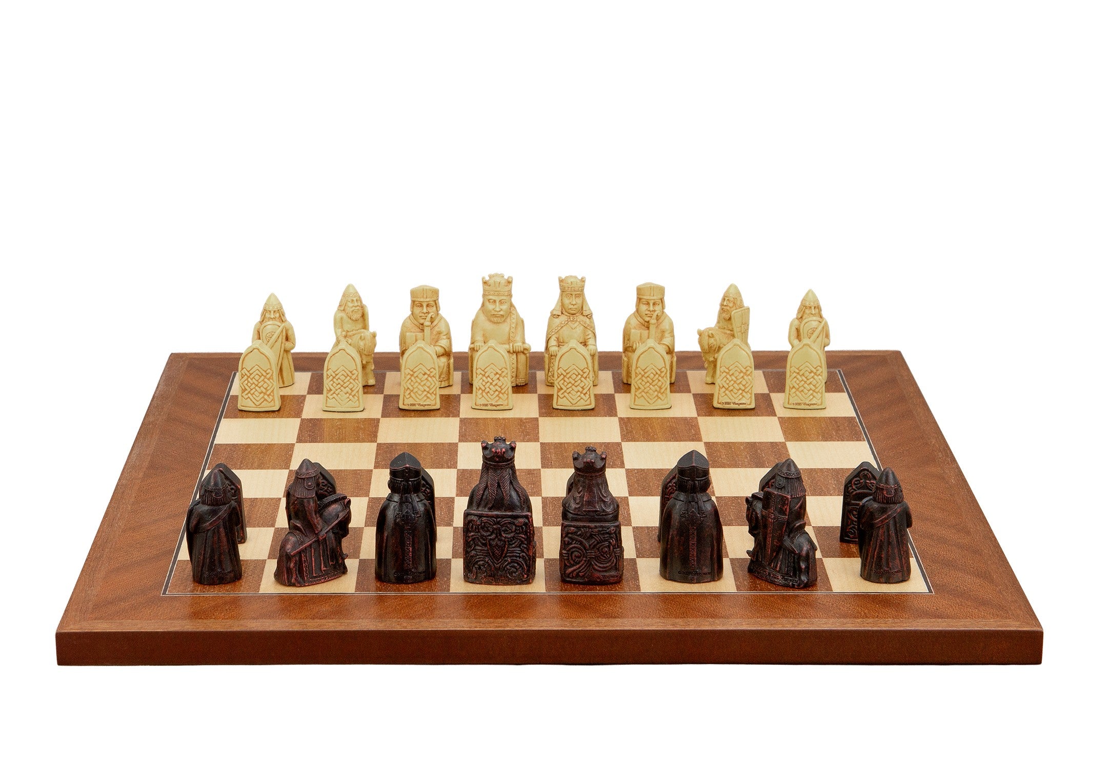 Dal Rossi Italy Isle of Lewis Chess Set on a Mahogany / Maple, 40cm Chess Board