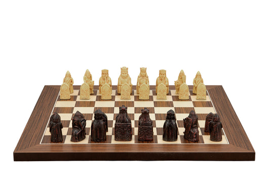 Dal Rossi Italy Isle of Lewis Chess Set on a Palisander / Maple Chess board 40cm