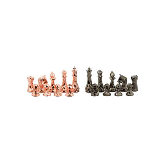 Dal Rossi Diamond-Cut Copper & Bronze Chessmen Chess Pieces 85mm