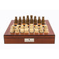 Dal Rossi Italy Walnut Finish chess box with lock & compartments 16” with Medieval Resin Chessmen