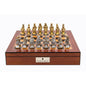 Dal Rossi Italy Walnut Finish chess box with lock & compartments 16” with Medieval Warriors Resin Chessmen