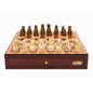 Dal Rossi Italy Red Mahogany Finish chess box with compartments 18" with Medieval Resin Chessmen