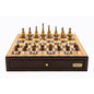 Dal Rossi Italy Walnut Finish chess box with compartments 18" with Staunton Metal/Wood Finish Chessmen