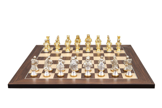 Dal Rossi Italy, Medieval Warriors Metal Chessmen 85mm on a Palisander / Maple, 50cm Chess Board