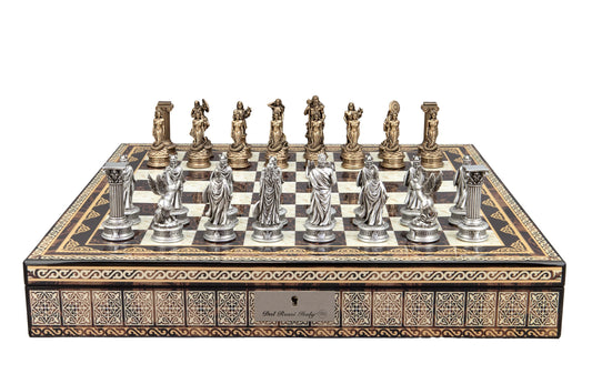 Dal Rossi Italy European Warriors on a Mosaic Finish, Chess Box 20” with compartments