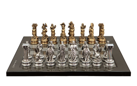 Dal Rossi Italy European Warriors on a Black / Erable, 40cm Chess Board