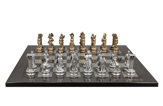 Dal Rossi Italy European Warriors on a Carbon Fibre Finish, 50cm Chess Board