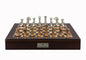 Dal Rossi Italy Chess Set Mahogany Shinny Finish 20″ With Compartments, With Metal Copper and silver Chessmen 80mm