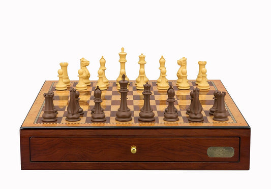 Dal Rossi Italy Chess Set Mahogany Finish 18", With Queens Gambit Chessmen 90mm