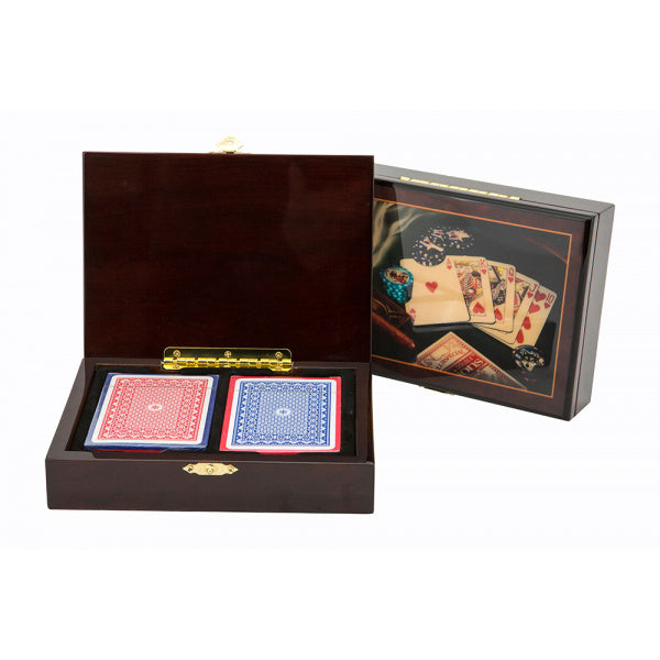 Las Vegas Card Box Wood Cigar Style including cards